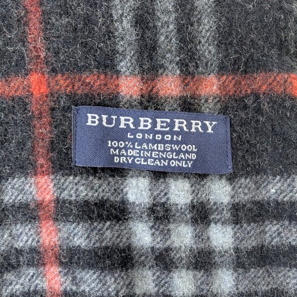 Burberry Unisex Winter Scarf Black – 100% Lambswool Check – Pre-Owned – Stylish - Picture 3 of 7